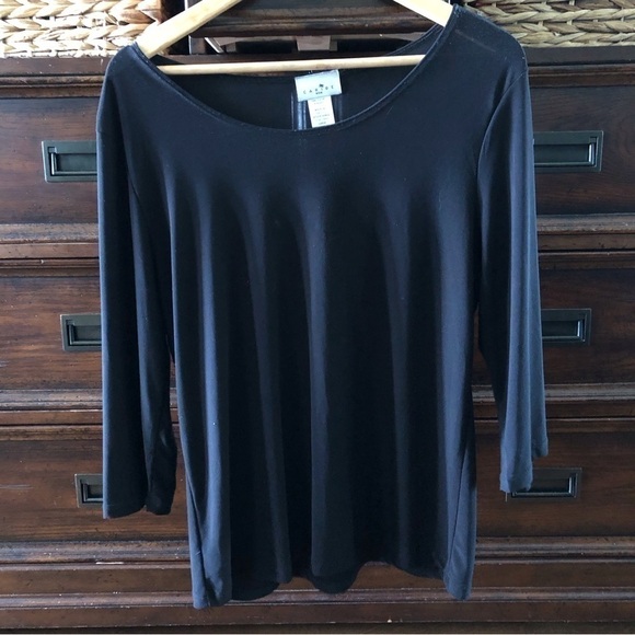 Caribe black boat neck long sleeve tee in size L - Picture 1 of 6